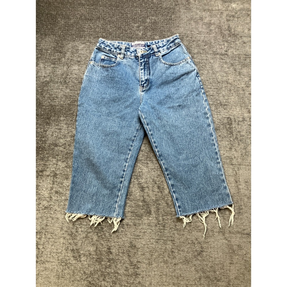 Limited Too Capri Jeans Womens 3 Junior Blue Light Wash Denim Mid Rise Raw Hem